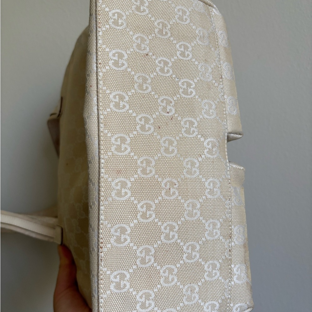 Auth GUCCI tote Shoulder bag GG pattern canvas leather Beige - Picture 14 of 16